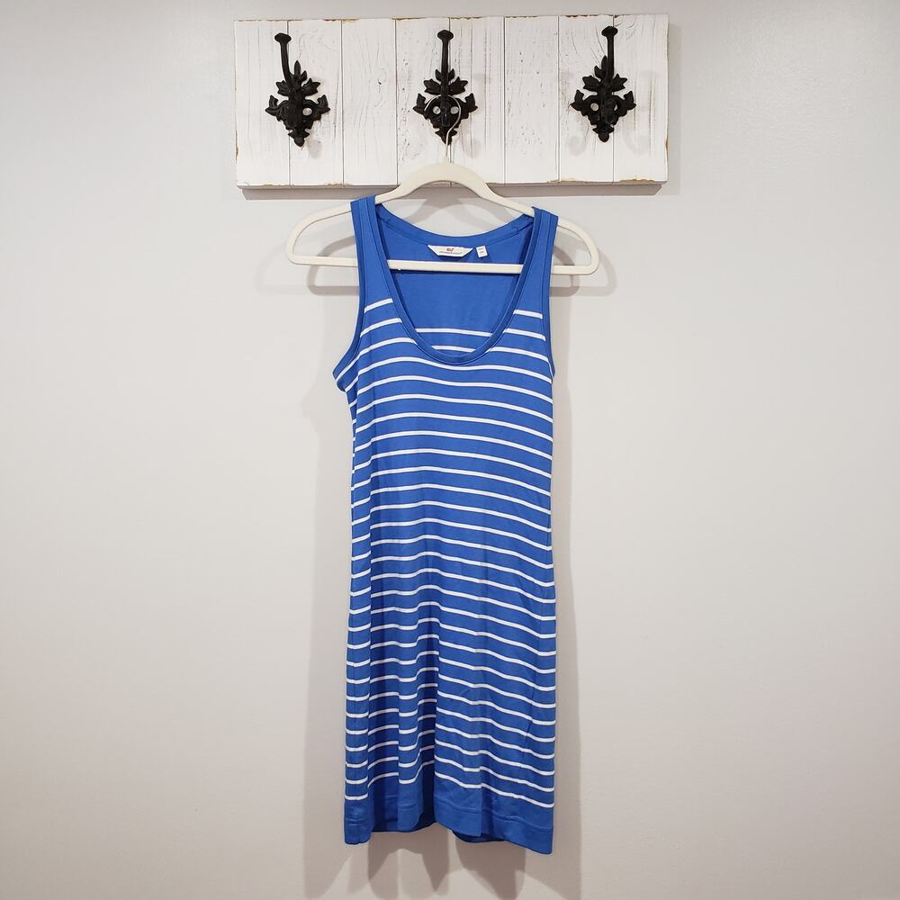 Vineyard Vines Dress Womens XS Blue White Striped Sleeveless Tank Midi Nautical